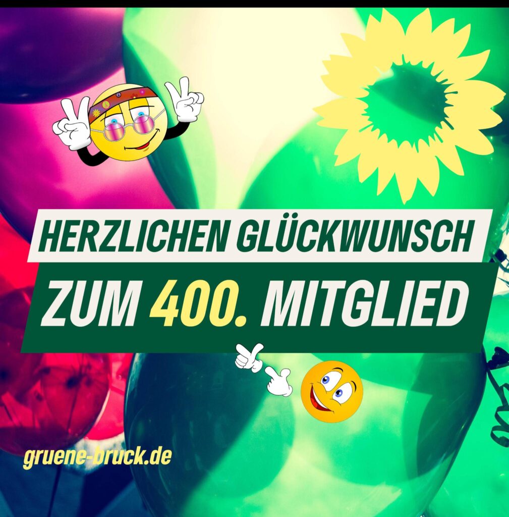 Sharepic mit Schriftzug: Herzlichen Glückwunsch zum 400. Mitglied